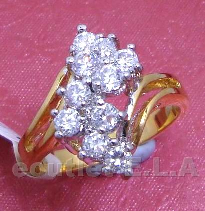 SWIRL 1CT CZ CLUSTER RING 14KRGP-5 sizes